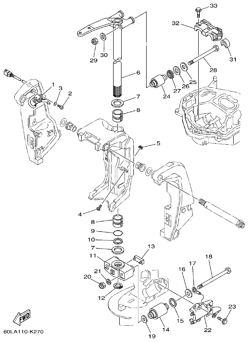 Yamaha F200BET, FL200BET BRACKET 2 parts diagram